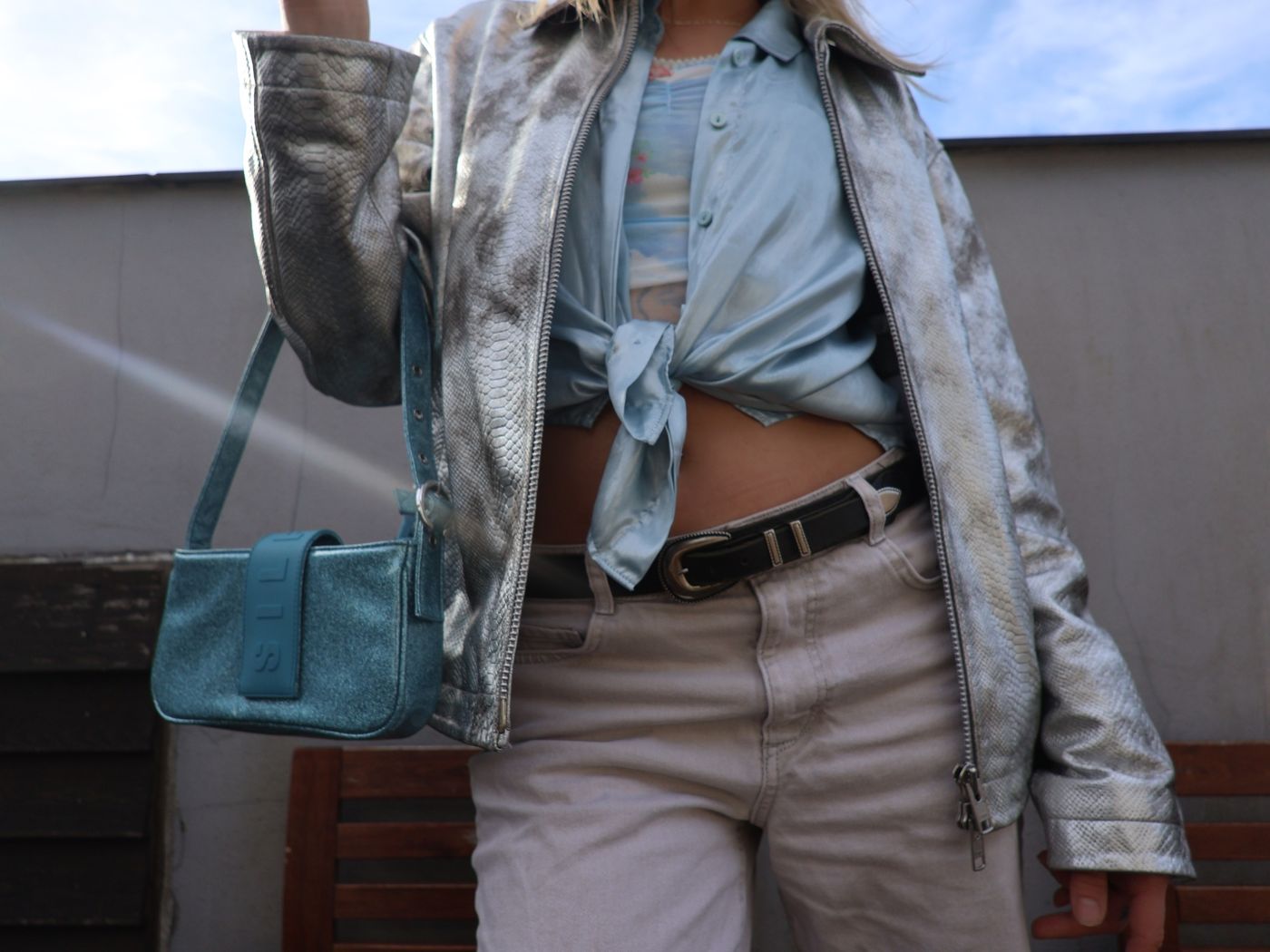 SILFEN Glitter Shoulder Bag Teal — view 3