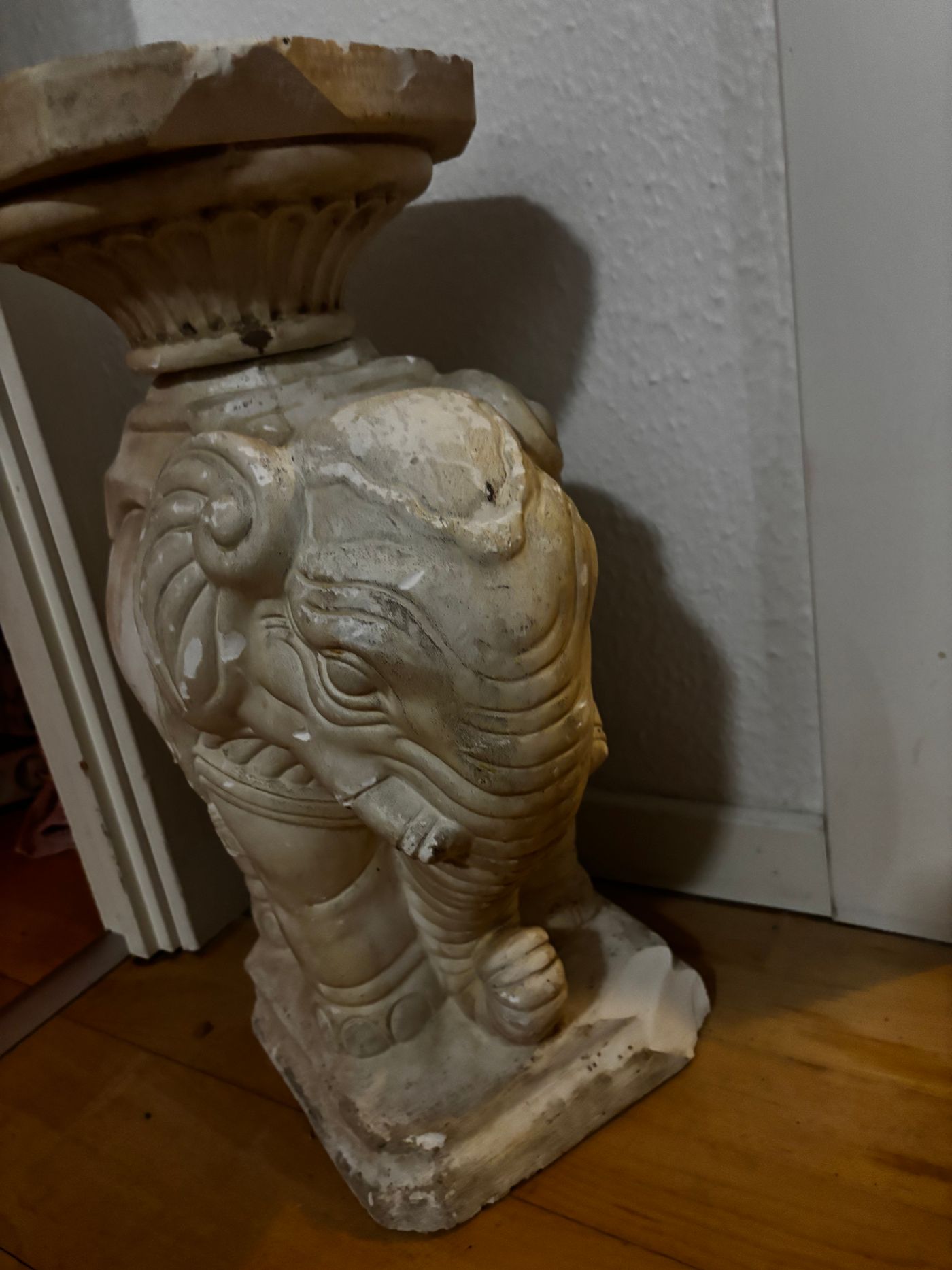 Vintage Elephant Pedestal Plant Stand — view 2
