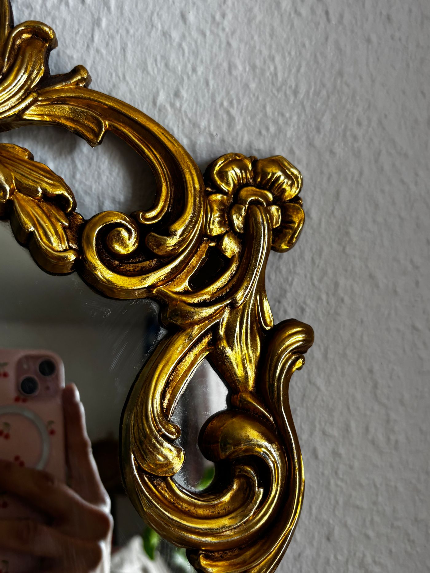 Rococo Style Gilded Wall Mirror with Ornate Scrollwork — view 7