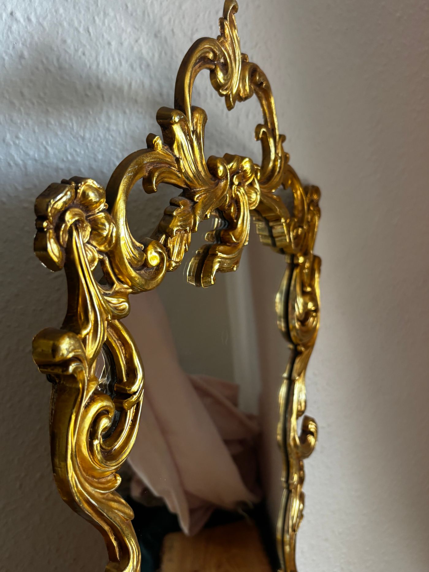 Rococo Style Gilded Wall Mirror with Ornate Scrollwork — view 5