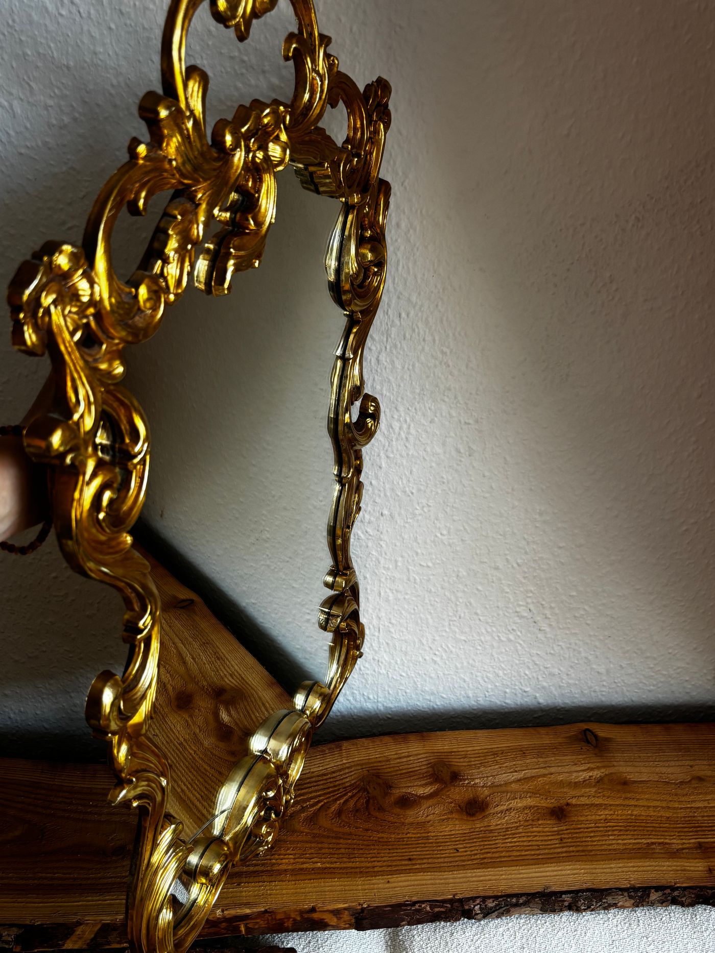 Rococo Style Gilded Wall Mirror with Ornate Scrollwork — view 4