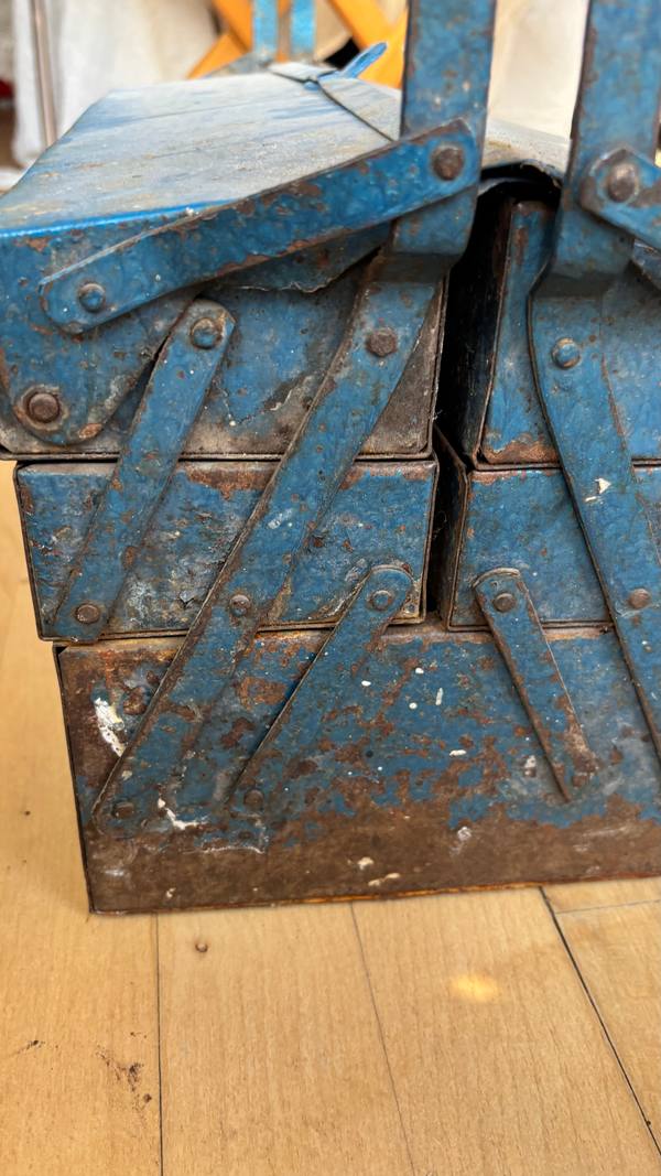 Blue Cantilever Metal Toolbox Vintage