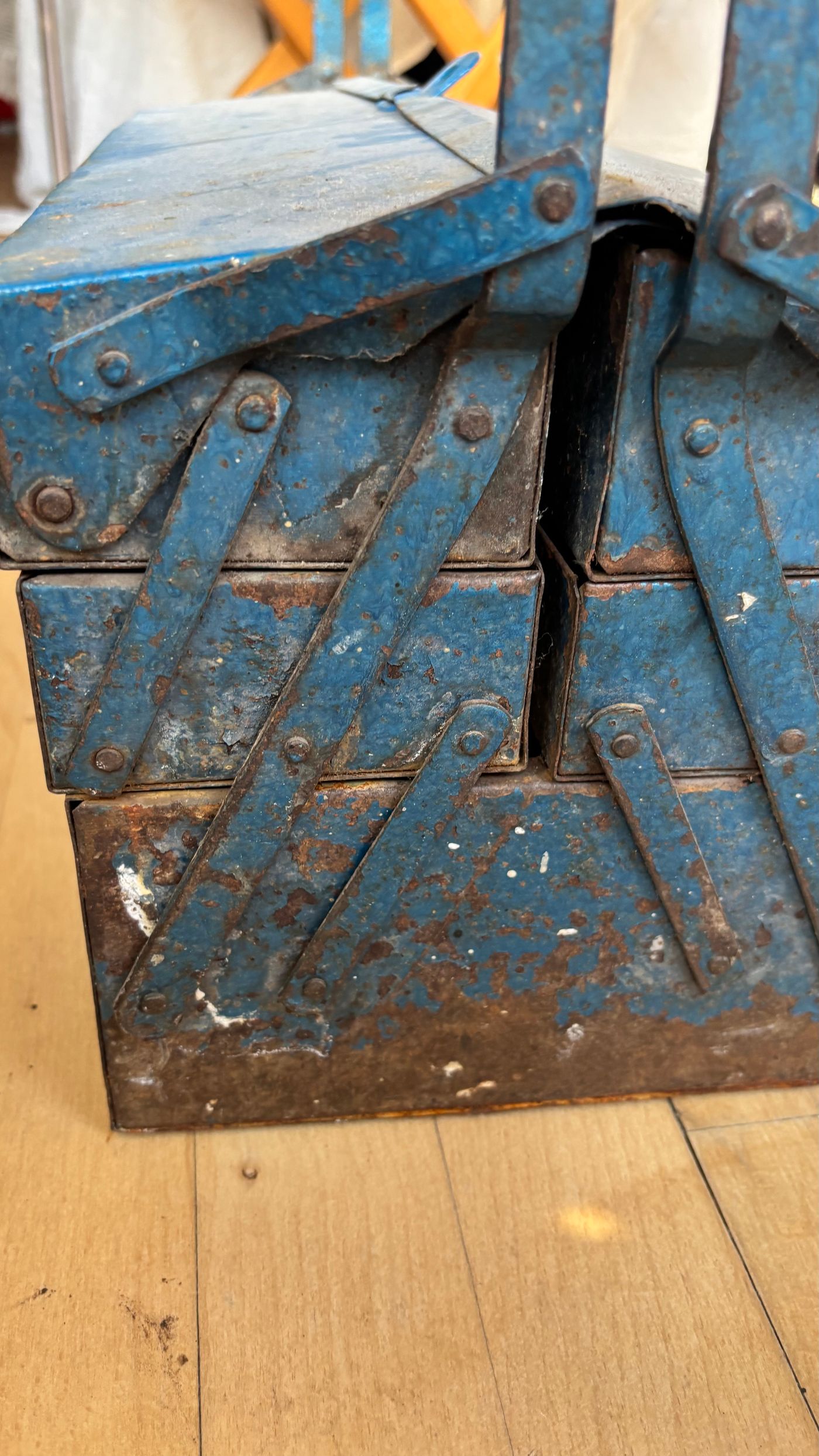 Blue Cantilever Metal Toolbox Vintage