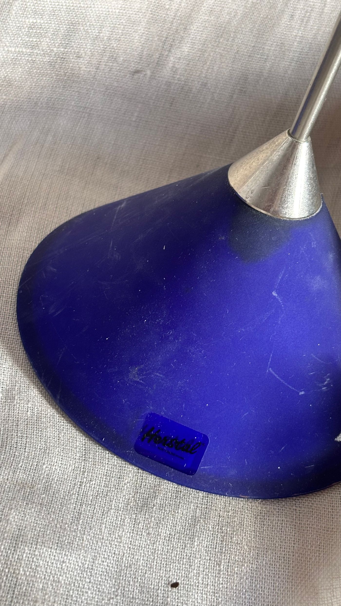 HERSTAL Blue Glass Cone Pendant Lamps Pair