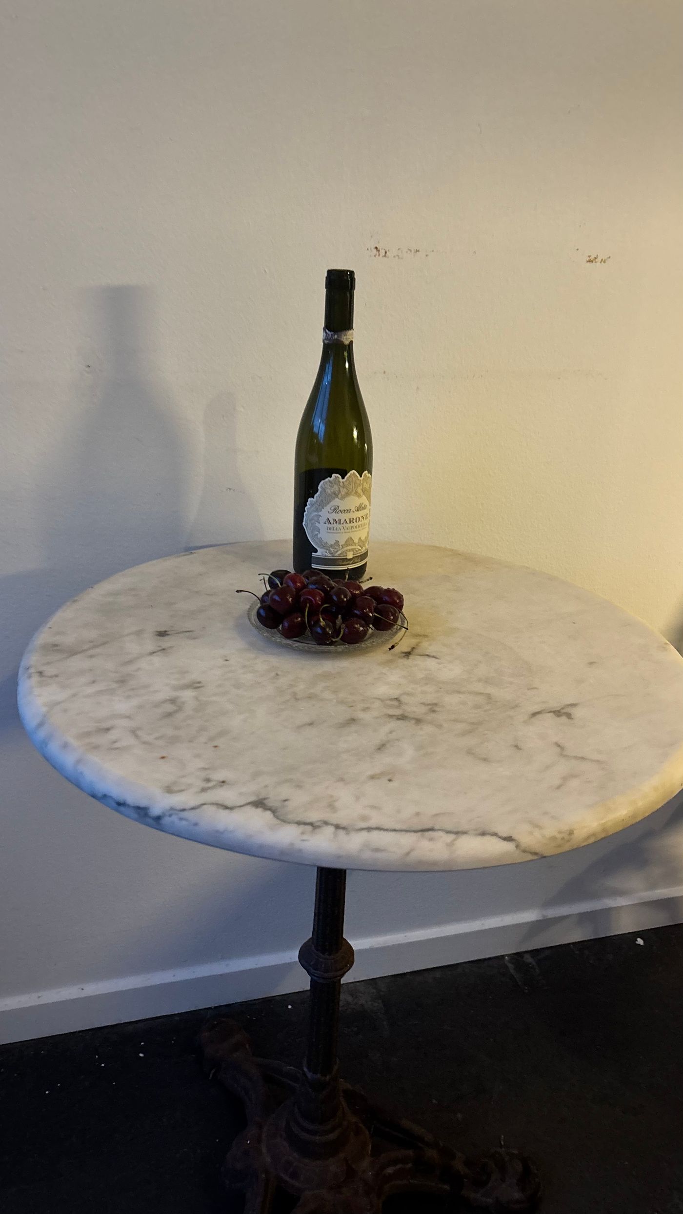 Vintage Marble Bistro Table with Cast Iron Base