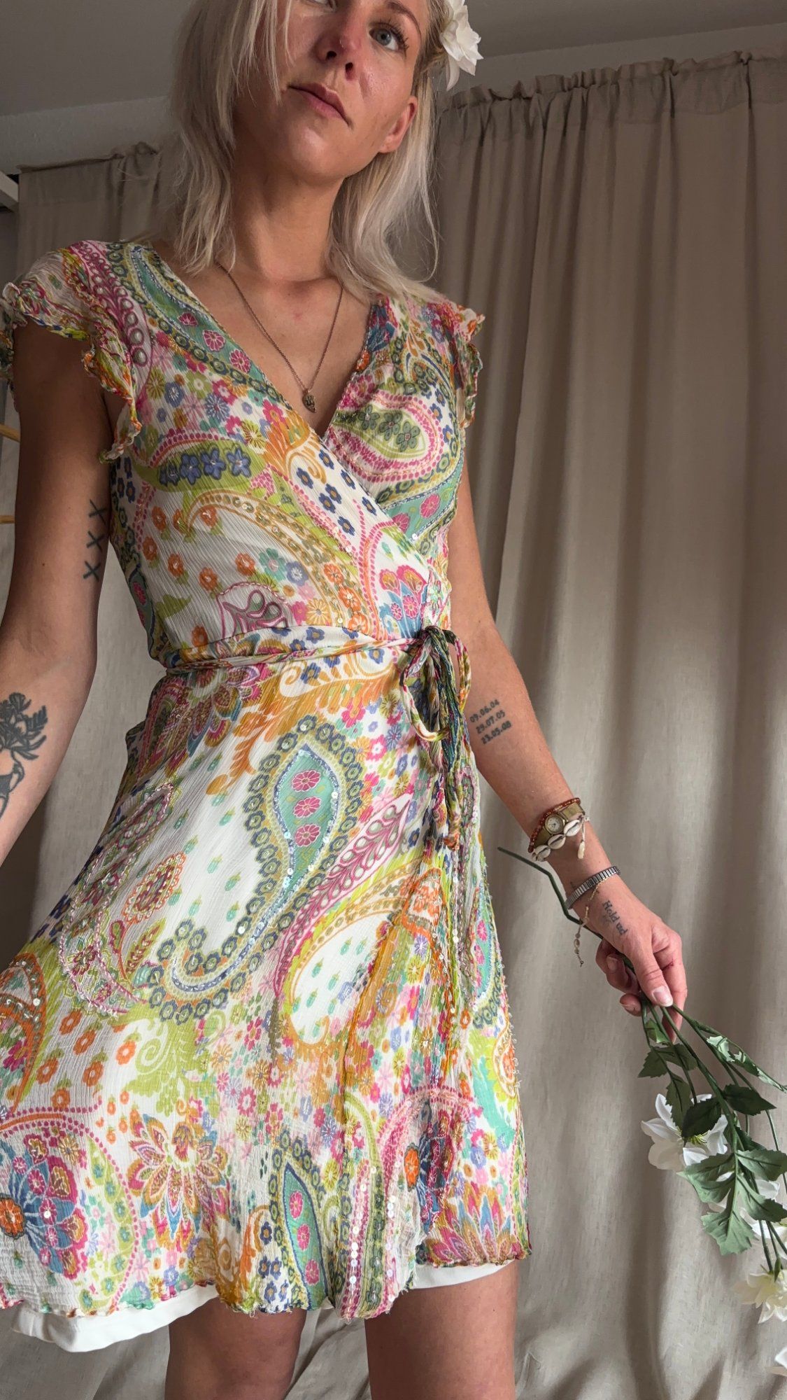 DERHY Paisley Sequined Wrap Mini Dress — view 5