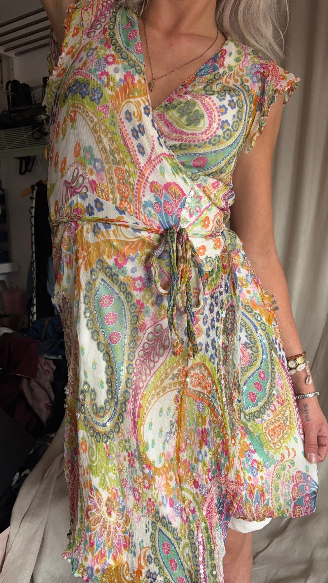 DERHY Paisley Sequined Wrap Mini Dress — view 4