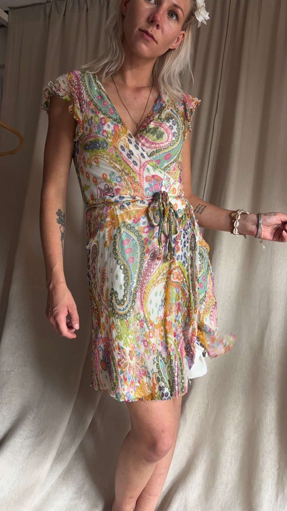 DERHY Paisley Sequined Wrap Mini Dress — view 3