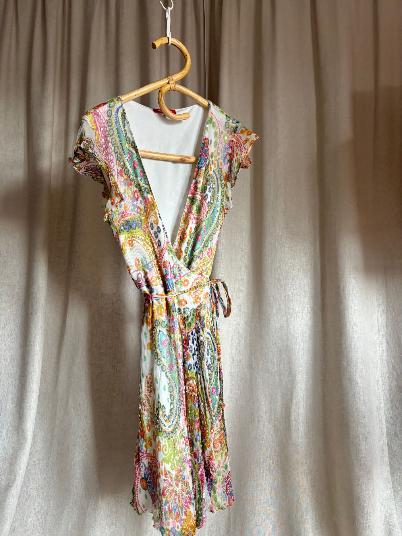 DERHY Paisley Sequined Wrap Mini Dress