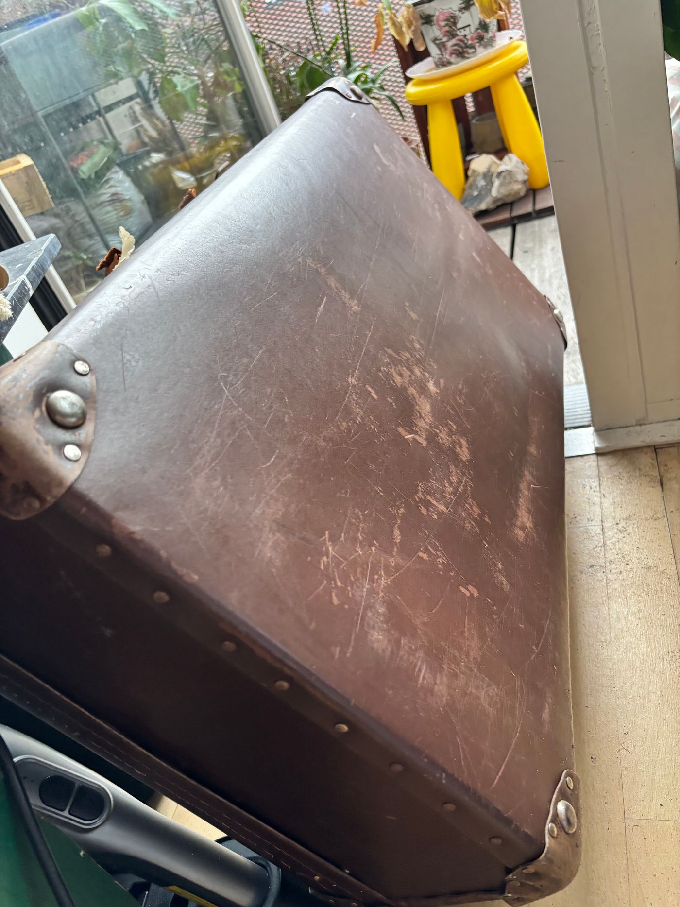 Vintage Hard Shell Suitcase with Travel Stickers — view 2