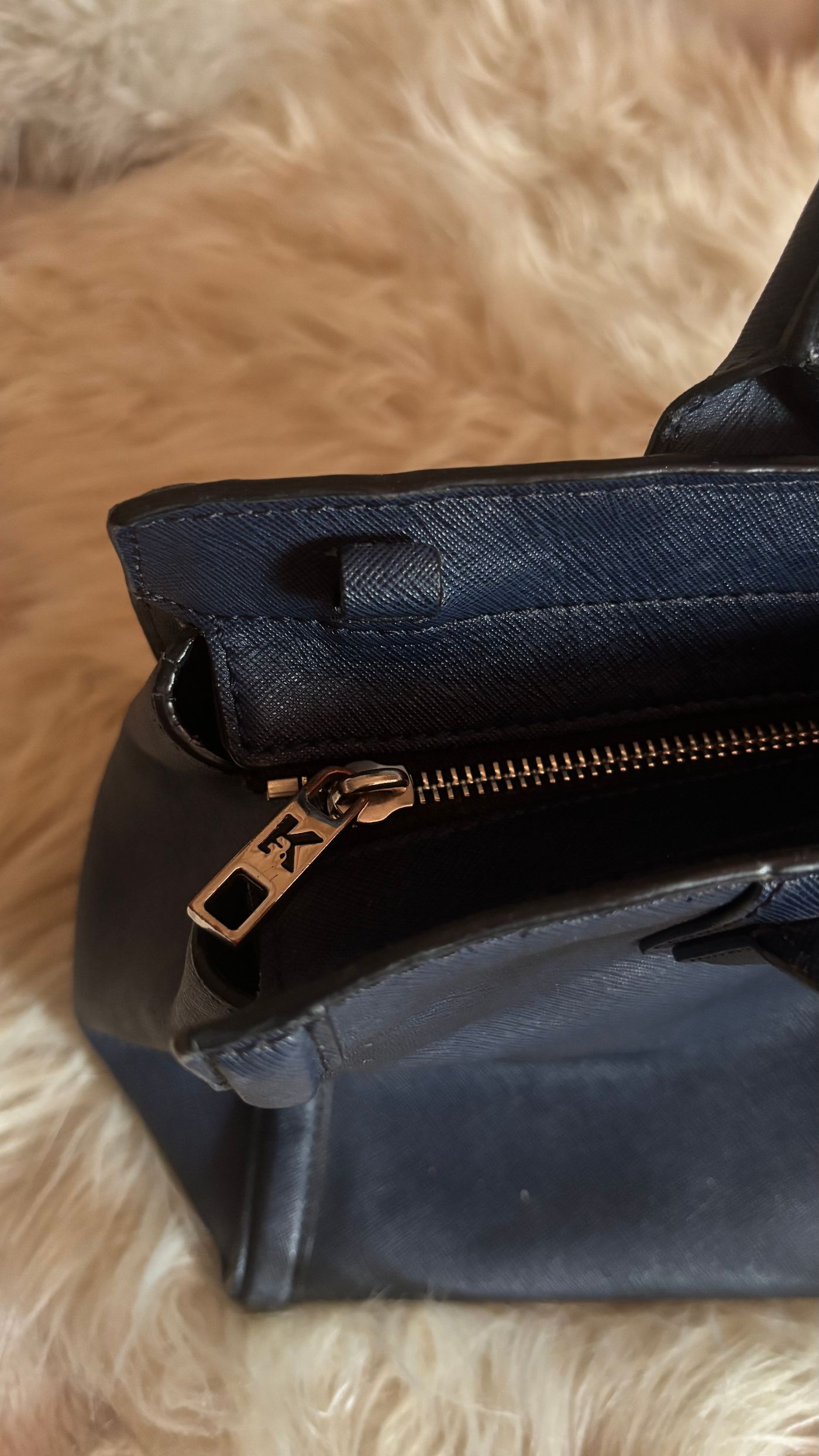 KARL LAGERFELD Saffiano Leather Tote Bag Navy Blue — view 5