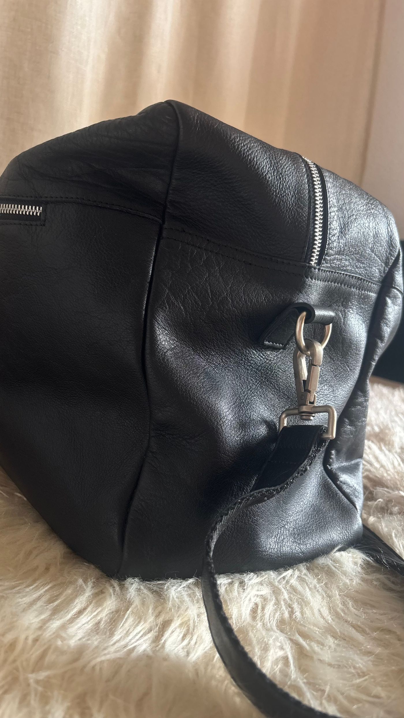 Black Genuine Leather Weekender Bag — view 8