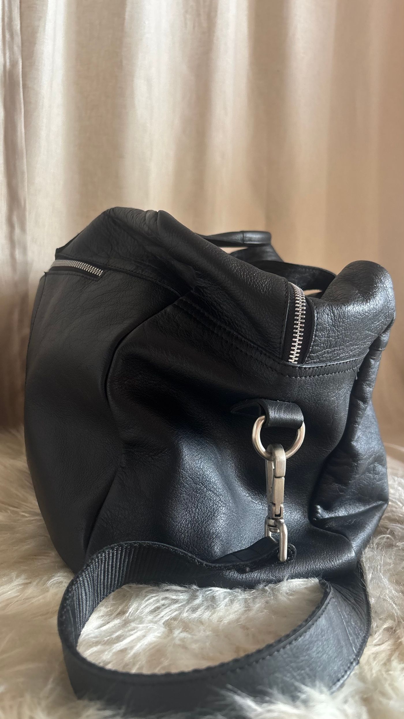 Black Genuine Leather Weekender Bag — view 6
