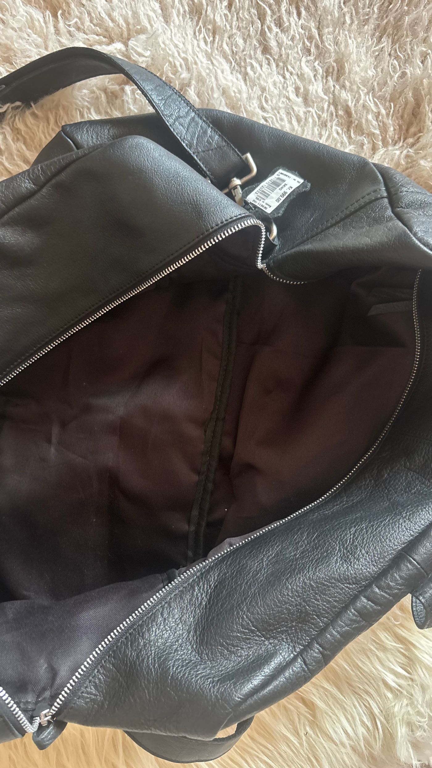 Black Genuine Leather Weekender Bag — view 7