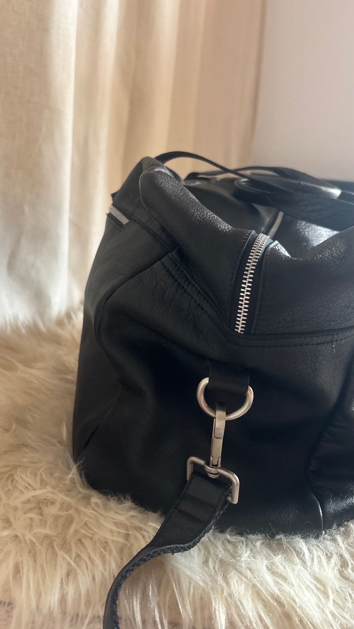 Black Genuine Leather Weekender Bag — view 5