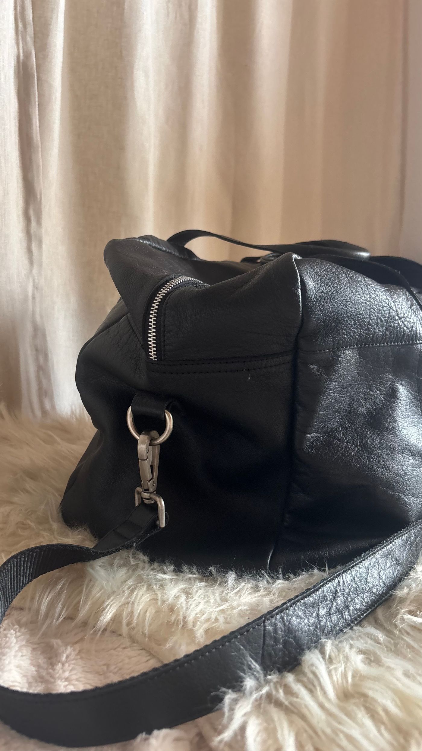 Black Genuine Leather Weekender Bag — view 4