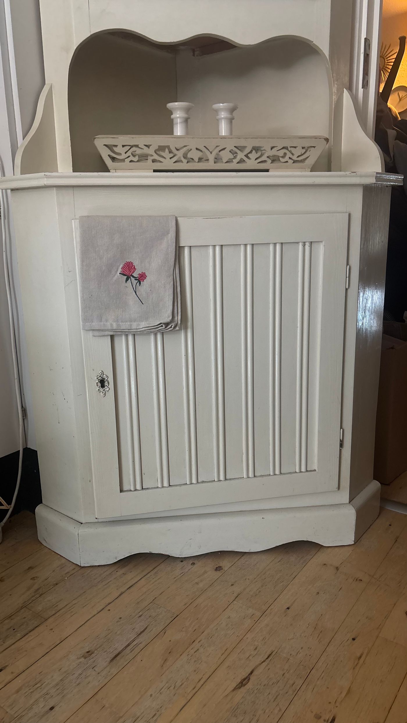 Vintage Painted Wooden Corner Cabinet — view 3