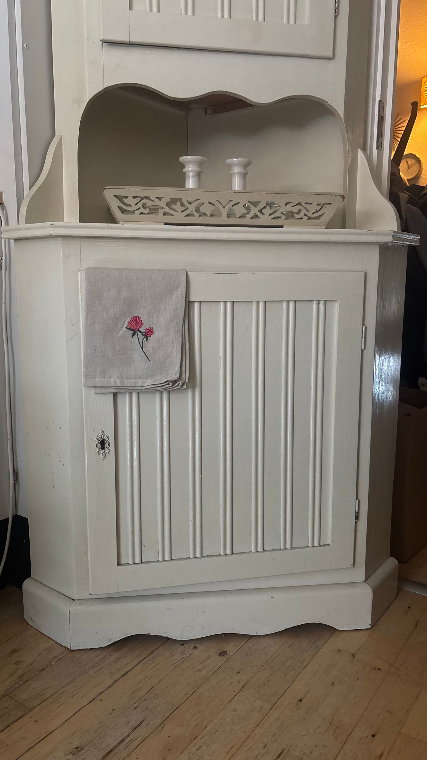 Vintage Painted Wooden Corner Cabinet — view 4