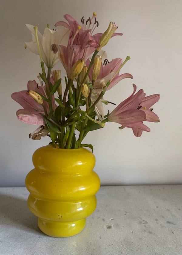 Yellow Cased Glass Vase