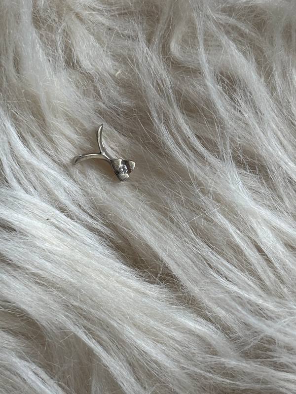 Silver-Tone V-Bail Pendant with Clear Stone