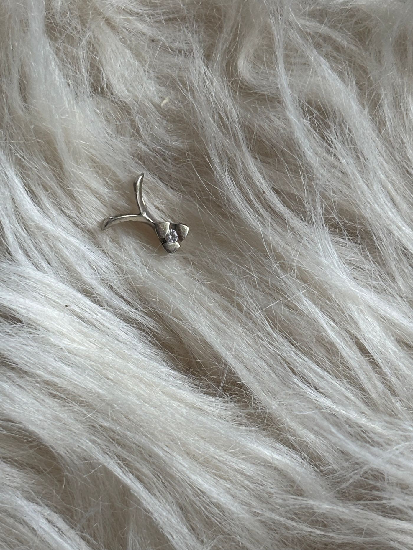 Silver-Tone V-Bail Pendant with Clear Stone