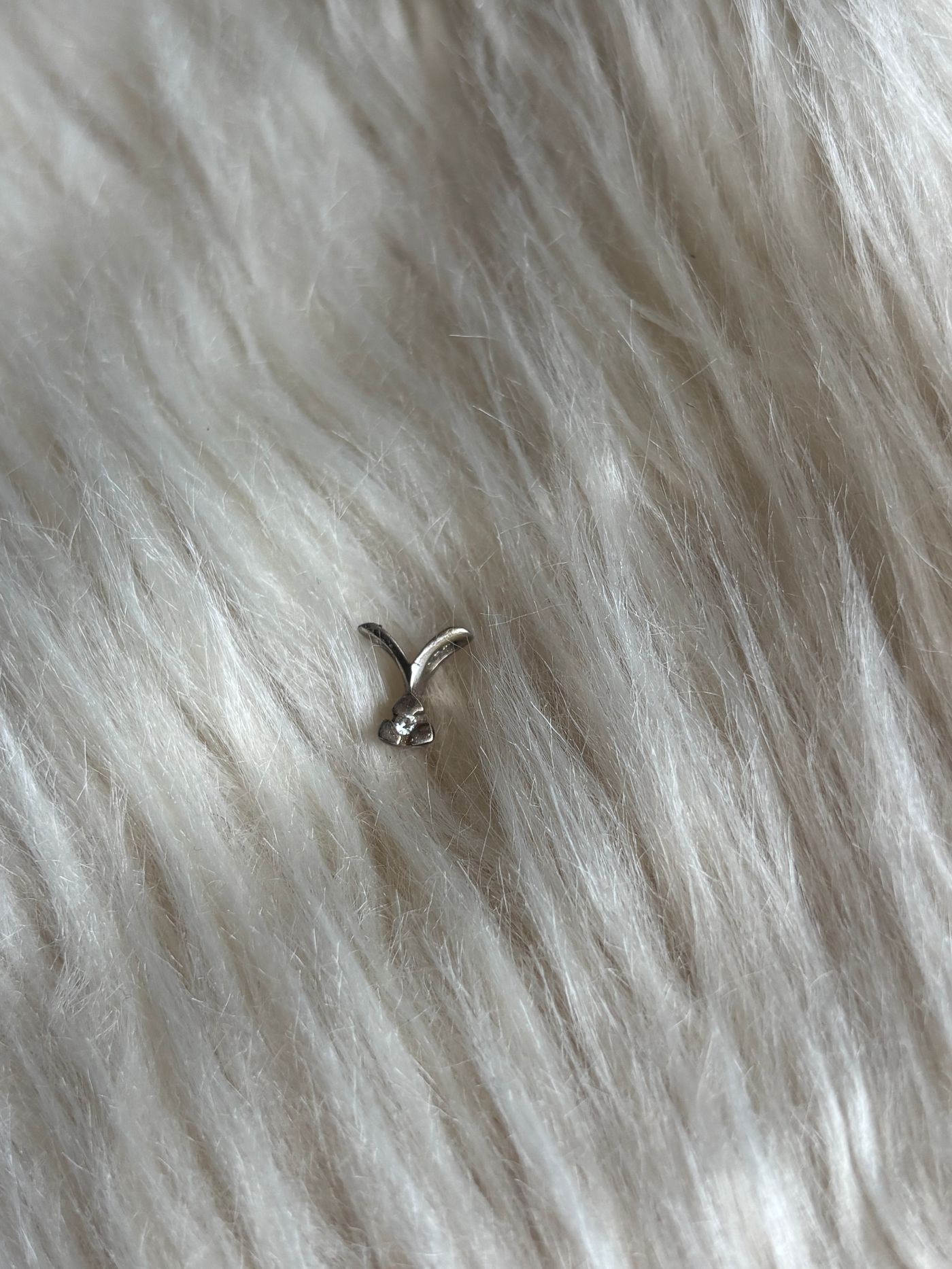 Silver-Tone V-Bail Pendant with Clear Stone — view 5