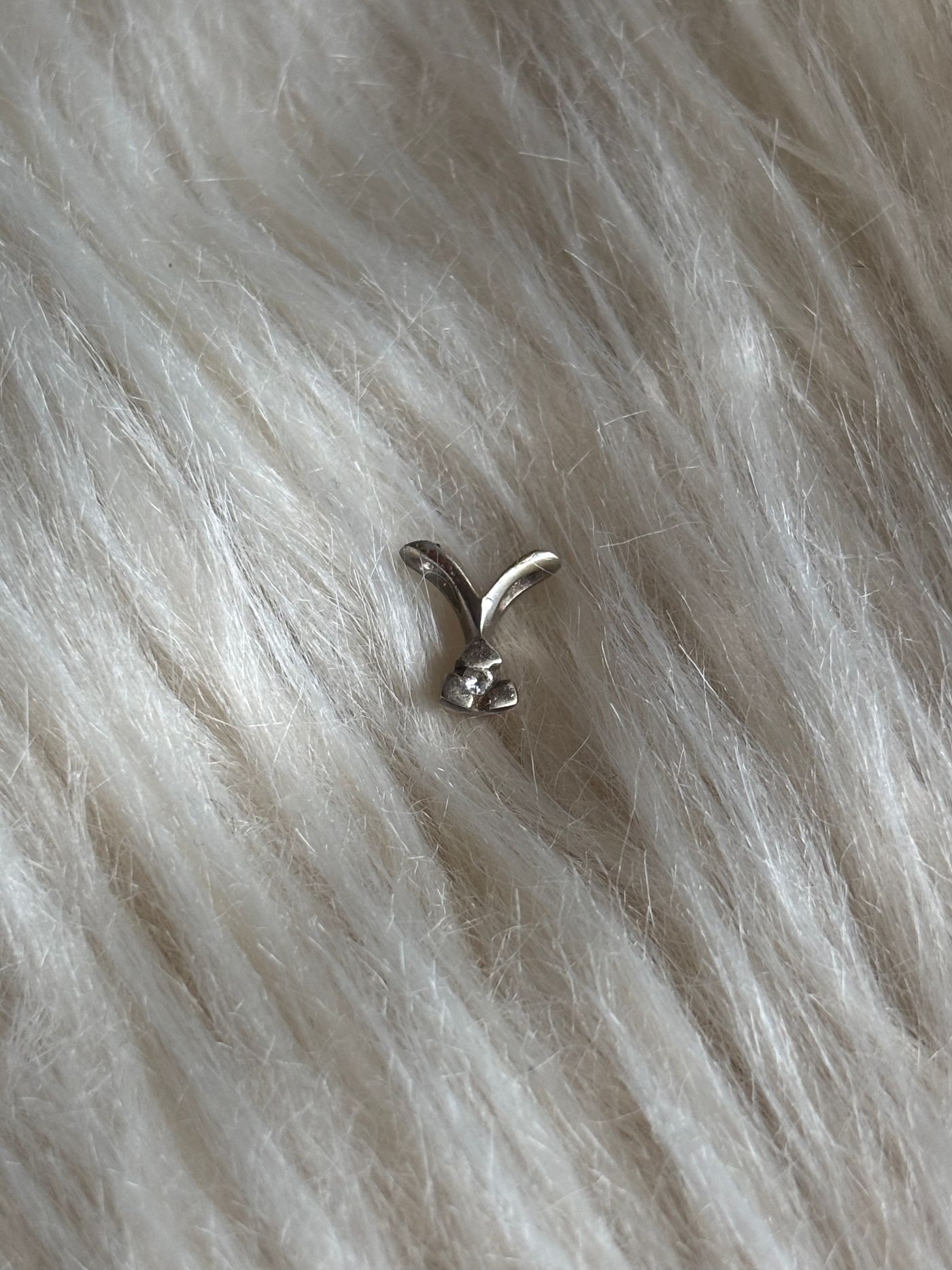 Silver-Tone V-Bail Pendant with Clear Stone — view 7