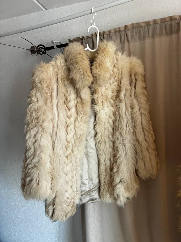 Vintage Light Beige Real Fur Jacket