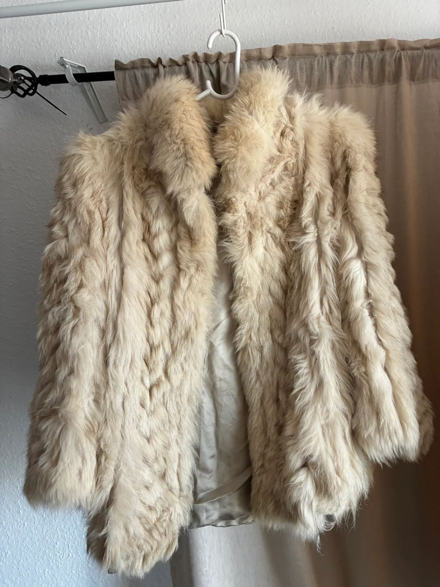 Vintage Light Beige Real Fur Jacket — view 4
