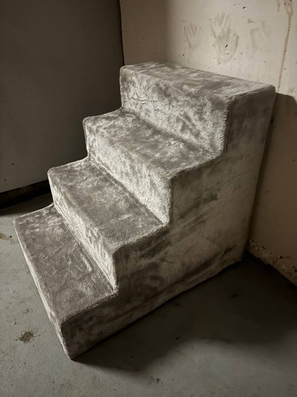 4-Step Pet Stairs Grey Plush