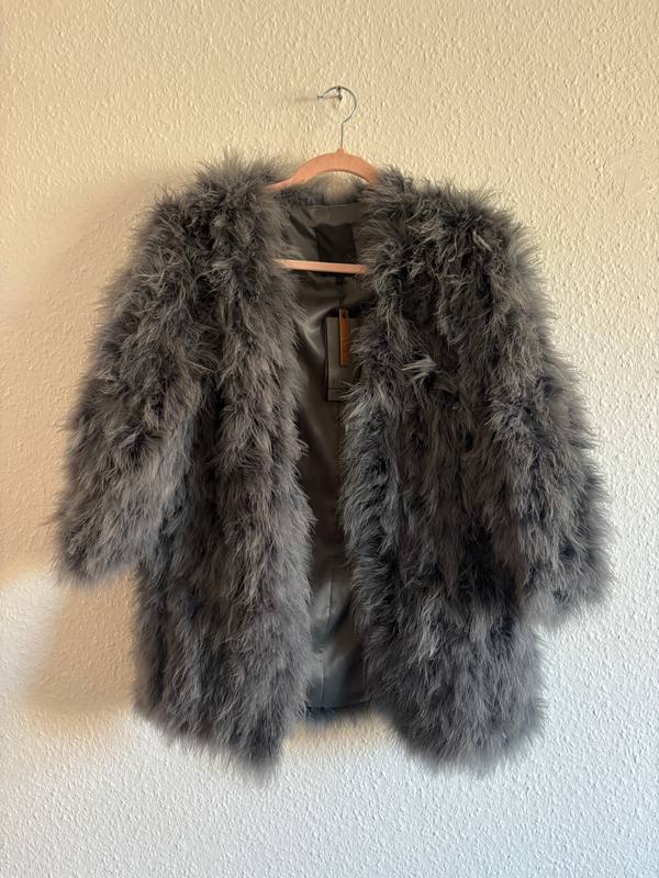 MINUS Gina Jacket Ostrich Fur Grey Size 38