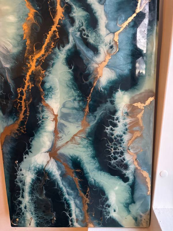Abstract Epoxy Resin Wall Key Holder with Metallic Gold Accents