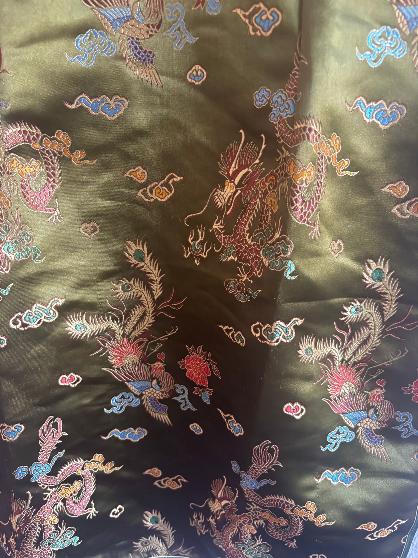 Satin Brocade Qipao Cheongsam Dress Dragon Phoenix Pattern — view 8