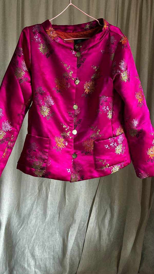 Bitte Kai Rand Fuchsia Floral Silk Brocade Jacket Size 38